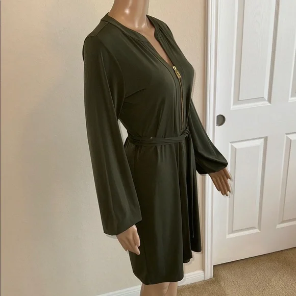 NWT Michael Kors Dark Green Long Sleeve Dress Size M. - Picture 3 of 16